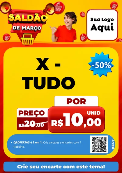 Modelo de Cartaz para Cartaz A4 Vertical com o tema Saldão de Março para Hamburgueria