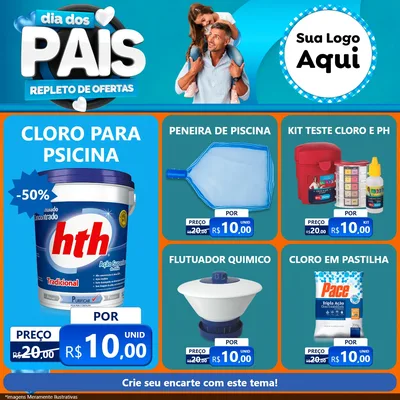 Modelo de Rede Social para Feed Facebook com o tema Dia Dos Pais Repleto de Ofertas para Produtos para Piscina