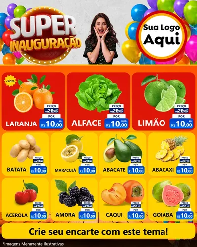 Modelo de Rede Social para Feed Instagram com o tema Super Inauguração para Hortifrúti