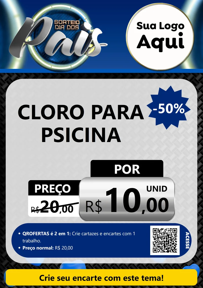 Modelo de Cartaz para Cartaz A4 Vertical com o tema Sorteio Dia Dos Pais para Produtos para Piscina