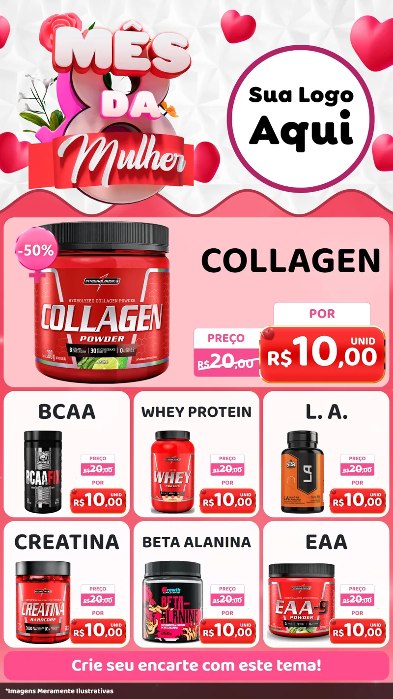 Modelo de Rede Social para Stories com o tema Mês da Mulher para Suplementos alimentares
