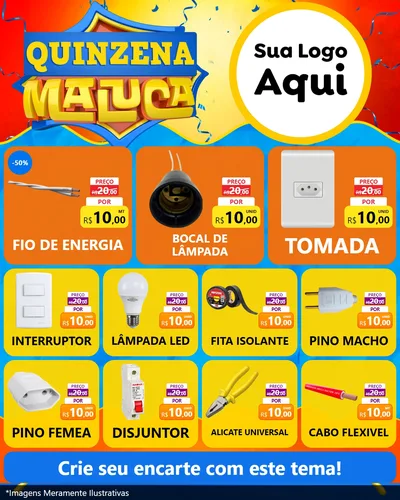 Modelo de Rede Social para Feed Instagram com o tema Quinzena Maluca para Materiais Elétricos
