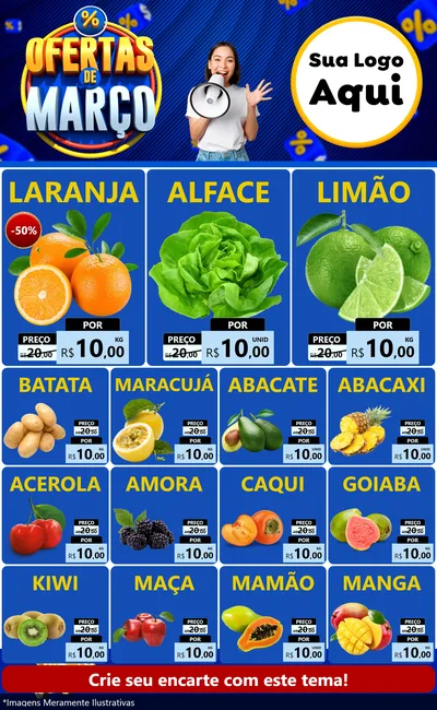 Modelo de Encarte para Encarte Grande com o tema Ofertas de Março para Hortifrúti