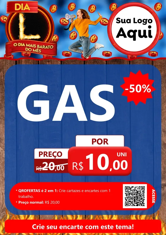 Modelo de Cartaz para Cartaz A4 Vertical com o tema Dia L - O Dia Mais Barato Do Mês para Água e gás