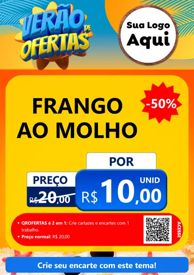 Modelo de Cartaz para Cartaz A4 Vertical com o tema Verão de Ofertas para Restaurante