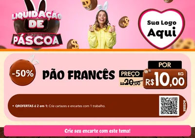 Modelo de Cartaz para Cartaz A4 Horizontal com o tema Liquidação de Páscoa para Padaria