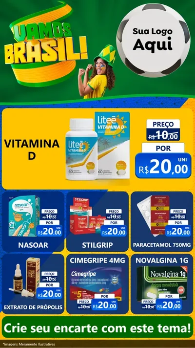 Modelo de Rede Social para Stories com o tema Vamos Brasil - Copa para Farmácia