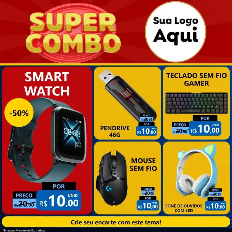 Modelo de Rede Social para Feed Facebook com o tema Super Combo para Informática