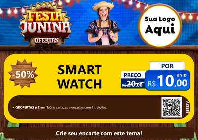 Modelo de Cartaz para Cartaz A4 Horizontal com o tema Festa Junina Ofertas para Informática