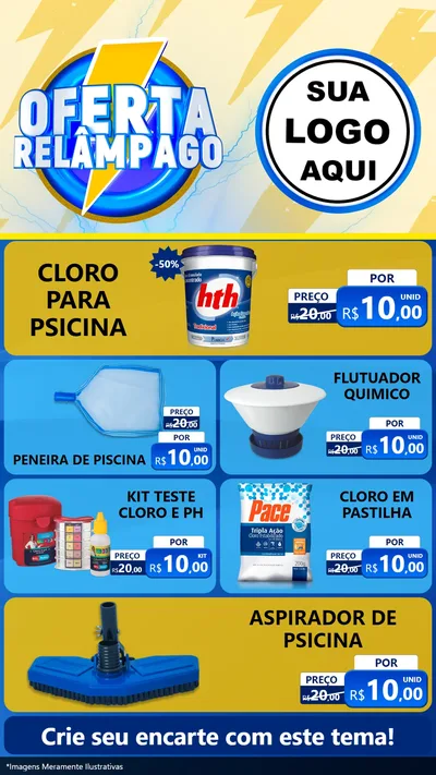 Modelo de TV para TV Vertical com o tema Oferta Relâmpago para Produtos para Piscina