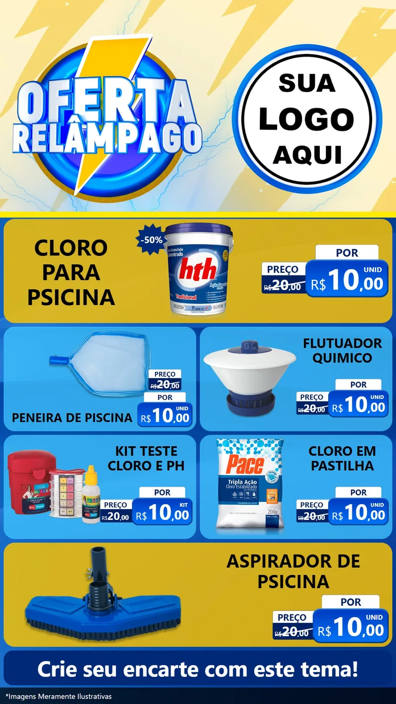 Modelo de TV para TV Vertical com o tema Oferta Relâmpago para Produtos para Piscina