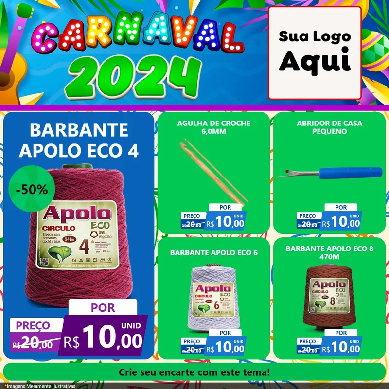 Modelo de Rede Social para Feed Facebook com o tema Carnaval 2027 para Armarinho e Aviamentos