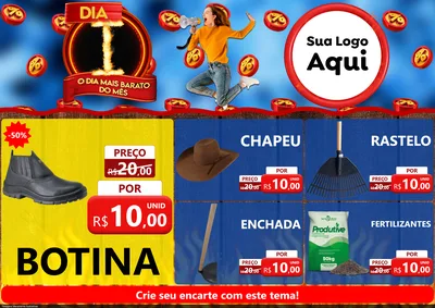 Modelo de Encarte para Encarte A4 Horizontal com o tema Dia I - O Dia Mais Barato Do Mês para Agropecuária