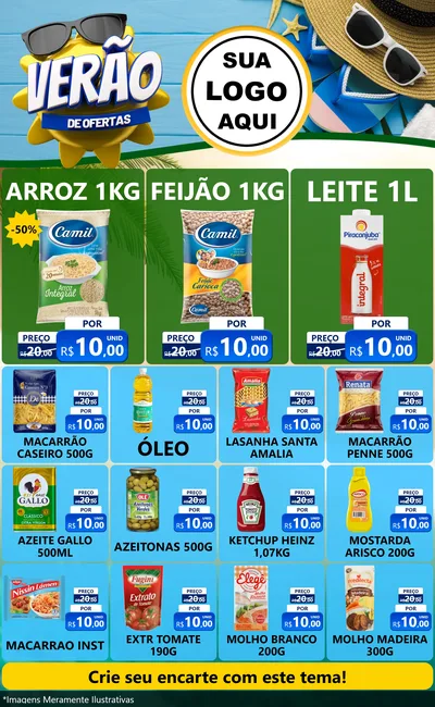 Modelo de Encarte para Encarte Grande com o tema Verão de Ofertas para Supermercado