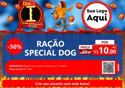 Modelo de Cartaz para Cartaz A4 Horizontal com o tema Dia I - O Dia Mais Barato Do Mês para Pet Shop
