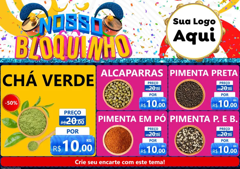 Modelo de Encarte para Encarte A4 Horizontal com o tema Nosso Bloquinho para Produtos Naturais