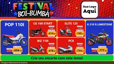 Modelo de TV para TV Horizontal com o tema Festival Boi-Bumbá para Concessionaria de Motos