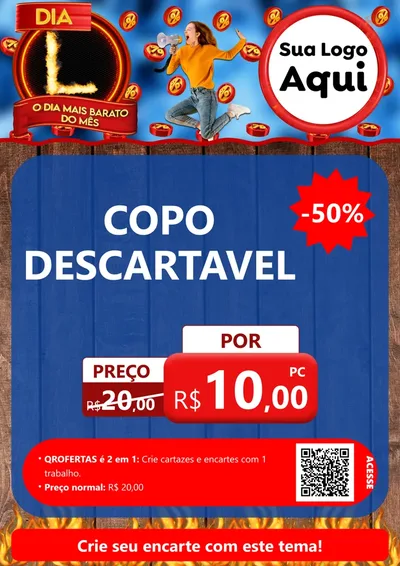 Modelo de Cartaz para Cartaz A4 Vertical com o tema Dia L - O Dia Mais Barato Do Mês para Embalagens