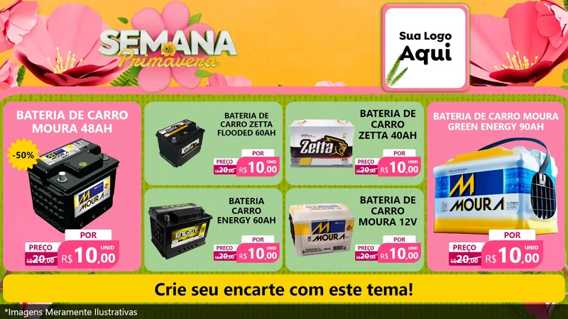 Modelo de TV para TV Horizontal com o tema Semana da Primavera para Baterias Elétricas