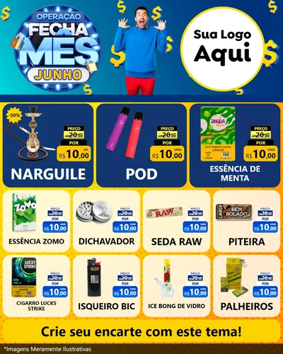 Modelo de Rede Social para Feed Instagram com o tema Operação Fecha Mês, Junho para Tabacaria