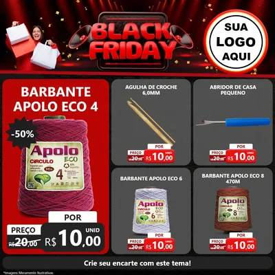 Modelo de Rede Social para Feed Facebook com o tema Black Friday para Armarinho e Aviamentos