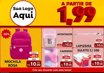 Modelo de Encarte para Encarte A4 Horizontal com o tema A Partir de Um e Noventa e Nove - 1,99 para Papelaria