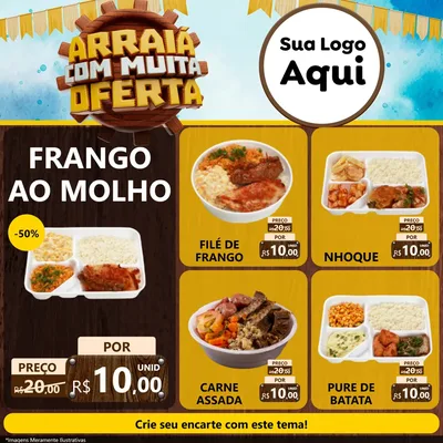 Modelo de Rede Social para Feed Facebook com o tema Ofertas de São João - Junina para Restaurante
