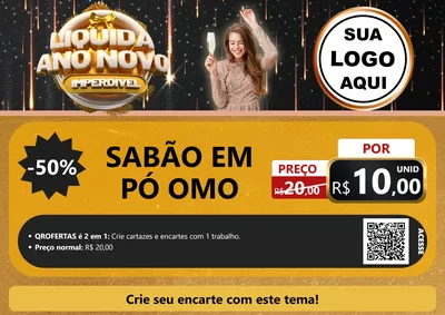 Modelo de Cartaz para Cartaz A4 Horizontal com o tema Liquida Ano Novo Imperdível para Produtos de Limpeza