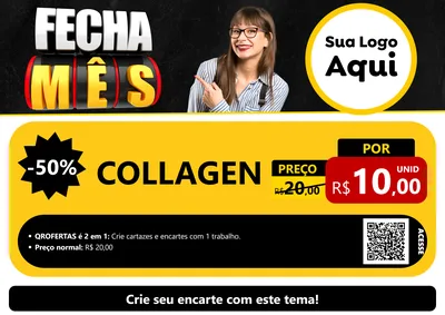 Modelo de Cartaz para Cartaz A4 Horizontal com o tema Fecha Mês para Suplementos alimentares