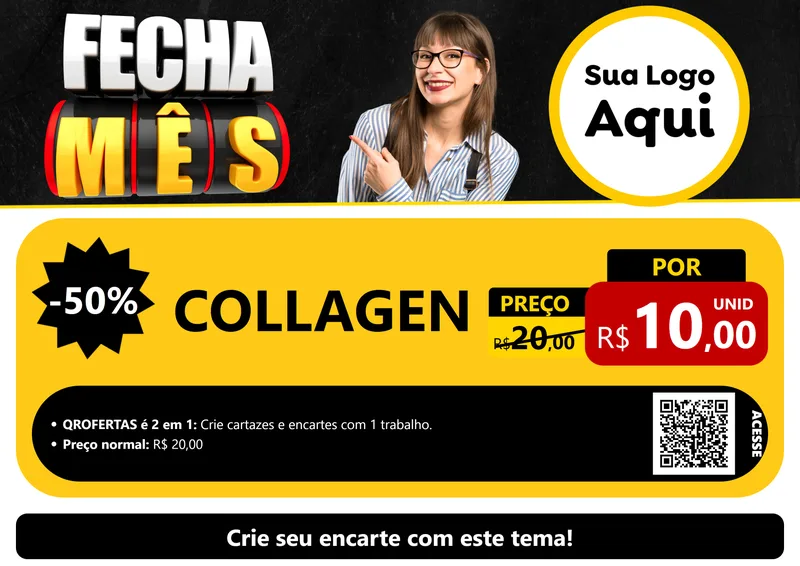 Modelo de Cartaz para Cartaz A4 Horizontal com o tema Fecha Mês para Suplementos alimentares