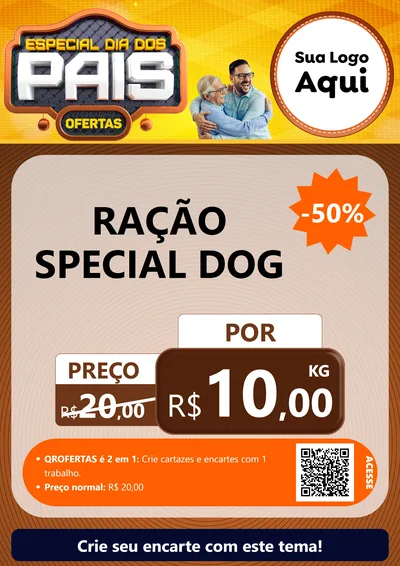 Modelo de Cartaz para Cartaz A4 Vertical com o tema Especial Dia dos Pais para Pet Shop