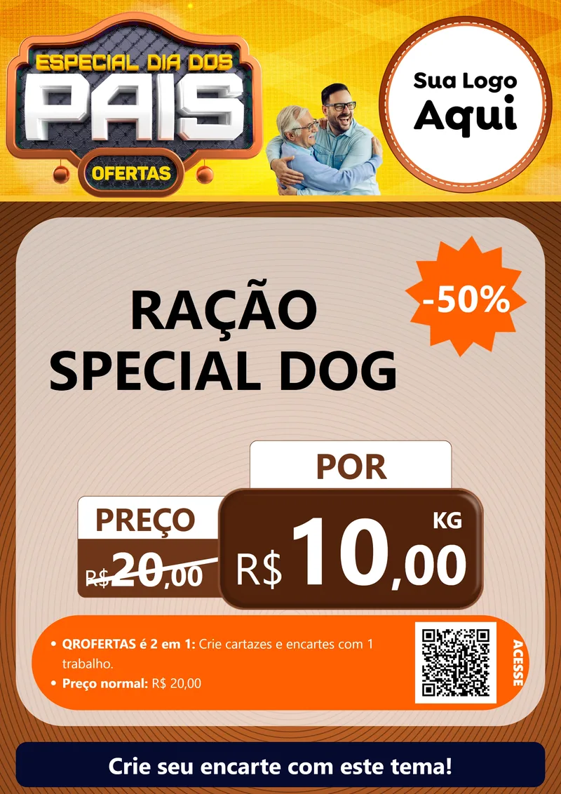 Modelo de Cartaz para Cartaz A4 Vertical com o tema Especial Dia dos Pais para Pet Shop