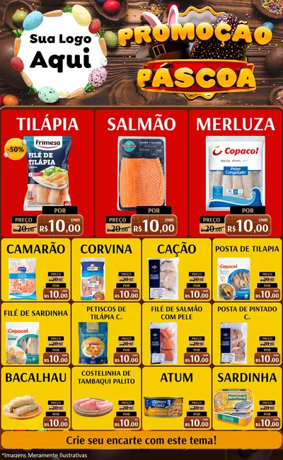 Modelo de Encarte para Encarte Grande com o tema Promoção Páscoa para Peixaria