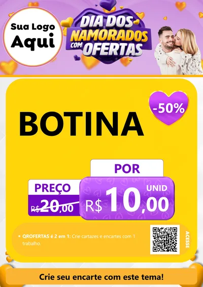 Modelo de Cartaz para Cartaz A4 Vertical com o tema Dia Dos Namorados Com Ofertas para Agropecuária