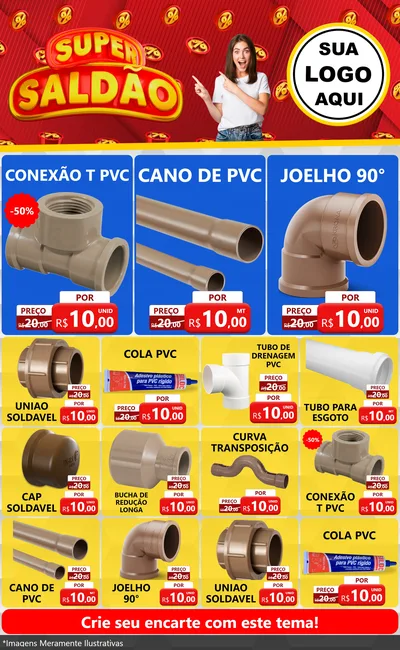 Modelo de Encarte para Encarte Grande com o tema Super Saldão para Tubos e conexões