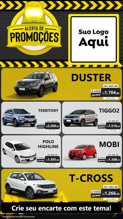 Modelo de TV para TV Vertical com o tema Alerta de Promoções para Concessionaria de Carros
