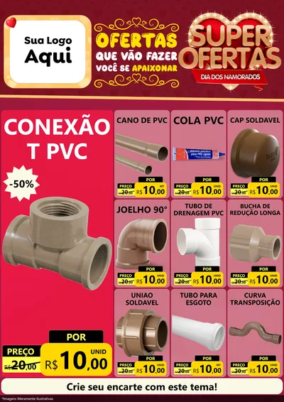 Modelo de Encarte para Encarte A4 Vertical com o tema Dia dos Namorados para Tubos e conexões