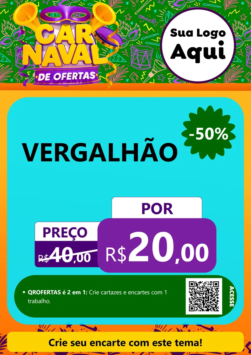 Modelo de Cartaz para Cartaz A4 Vertical com o tema Carnaval de Ofertas para Ferragens