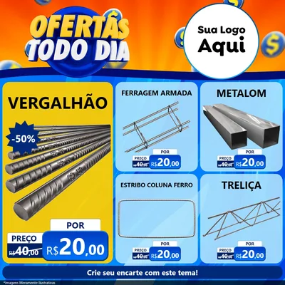 Modelo de Rede Social para Feed Facebook com o tema Ofertas Todo Dia para Ferragens