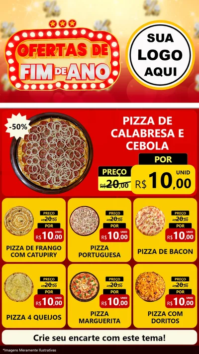 Modelo de Rede Social para Stories com o tema Ofertas de Fim de Ano para Pizzaria