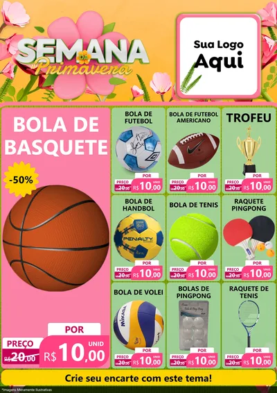 Modelo de Encarte para Encarte A4 Vertical com o tema Semana da Primavera para Artigos Esportivos