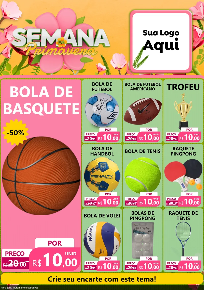 Modelo de Encarte para Encarte A4 Vertical com o tema Semana da Primavera para Artigos Esportivos