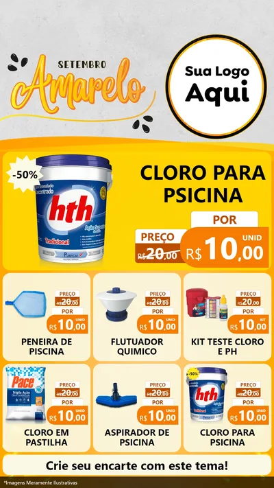 Modelo de Rede Social para Stories com o tema Setembro Amarelo para Produtos para Piscina