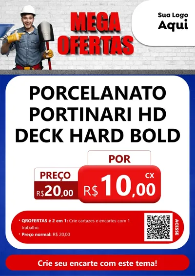 Modelo de Cartaz para Cartaz A4 Vertical com o tema Material de Construção para Pisos e revestimentos