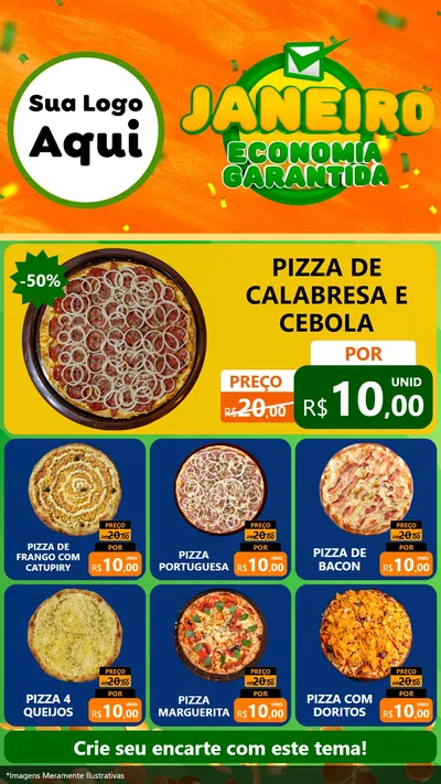 Modelo de Rede Social para Stories com o tema Janeiro - Economia Garantida para Pizzaria