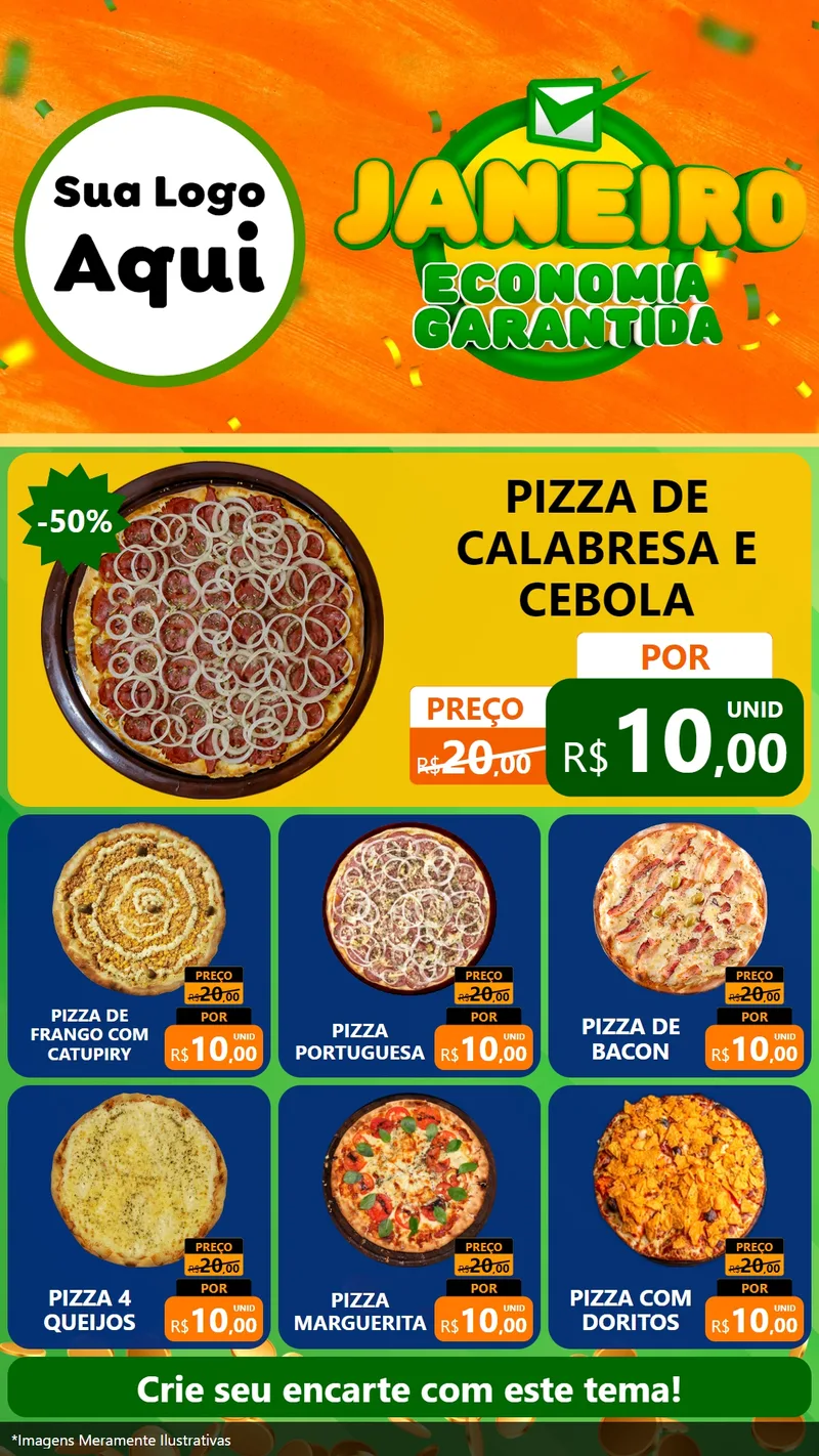 Modelo de Rede Social para Stories com o tema Janeiro - Economia Garantida para Pizzaria