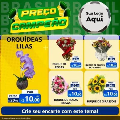 Modelo de Rede Social para Feed Facebook com o tema Preço Campeão - Copa para Floricultura e jardim
