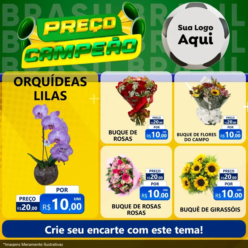 Modelo de Rede Social para Feed Facebook com o tema Preço Campeão - Copa para Floricultura e jardim