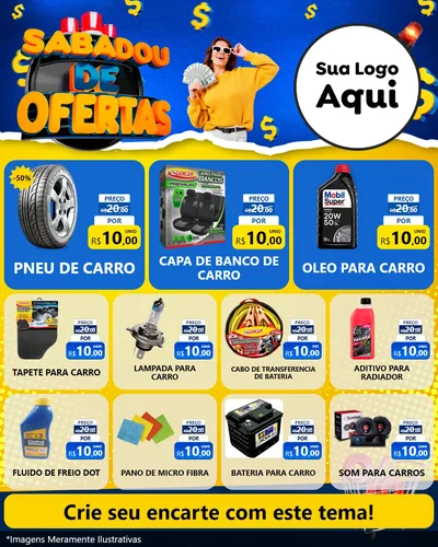 Modelo de Rede Social para Feed Instagram com o tema Sabadou de Ofertas para Auto peças