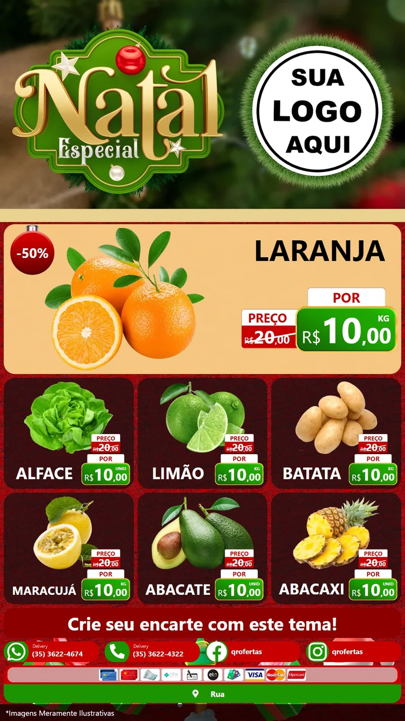 Modelo de Rede Social para Stories com o tema Natal Especial para Hortifrúti